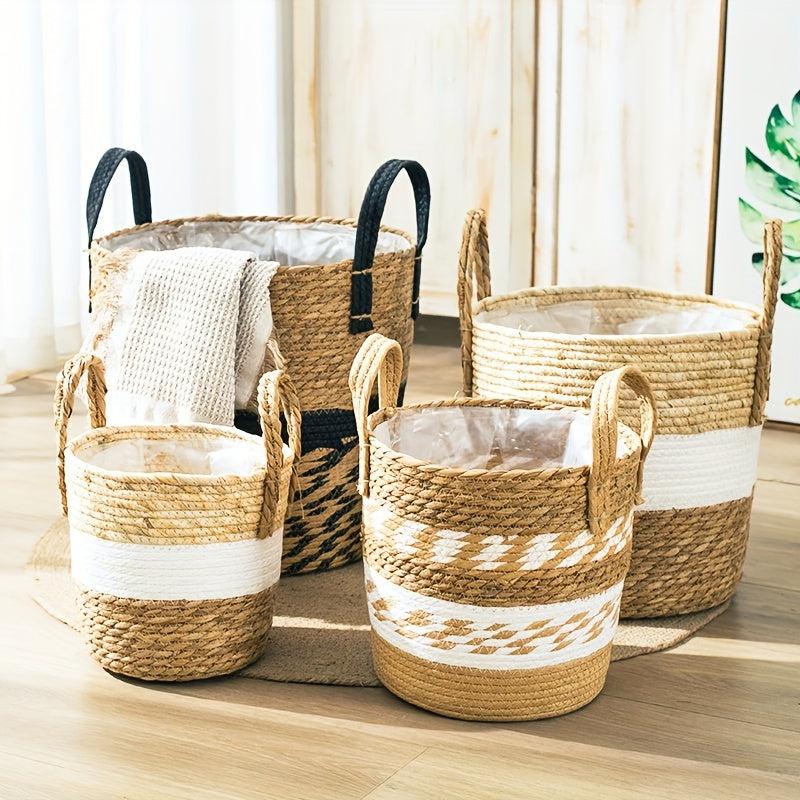 Large Natural American Grass Flower Pot Hand-woven Indoor/Outdoor Storage Basket