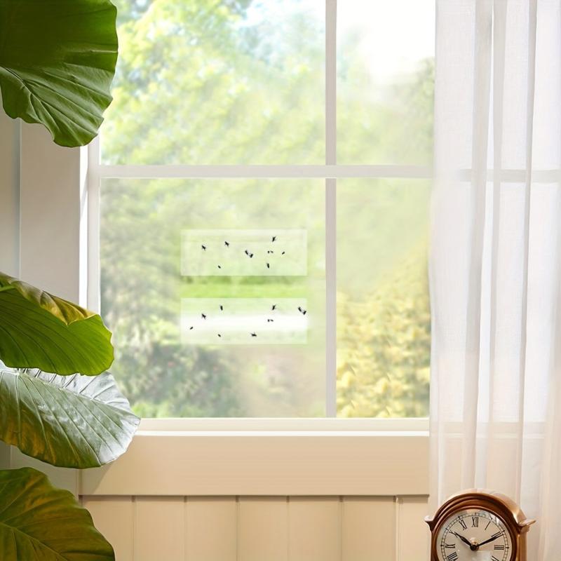 10pcs Clear Window Fly Traps Sticky Fly Strip For Indoor Houseflies