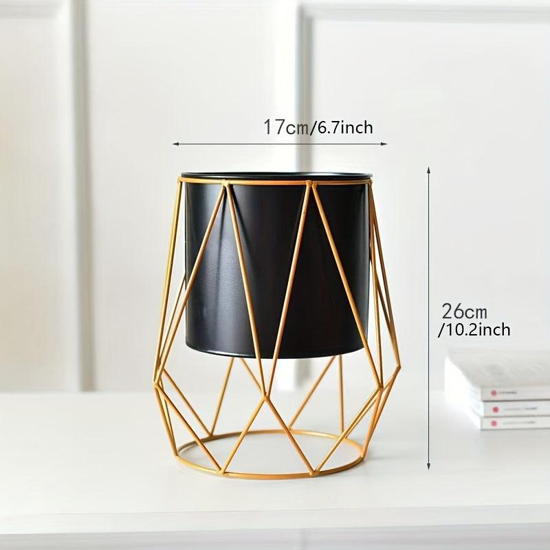 Nordic Iron Art Flowerpot Stand Geometric Metal Bucket Garden Stand