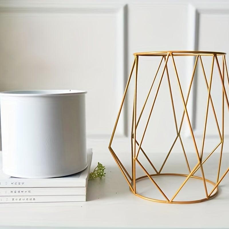 Nordic Iron Art Flowerpot Stand Geometric Metal Bucket Garden Stand