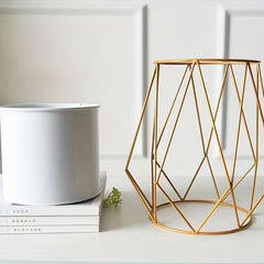 Nordic Iron Art Flowerpot Stand Geometric Metal Bucket Garden Stand