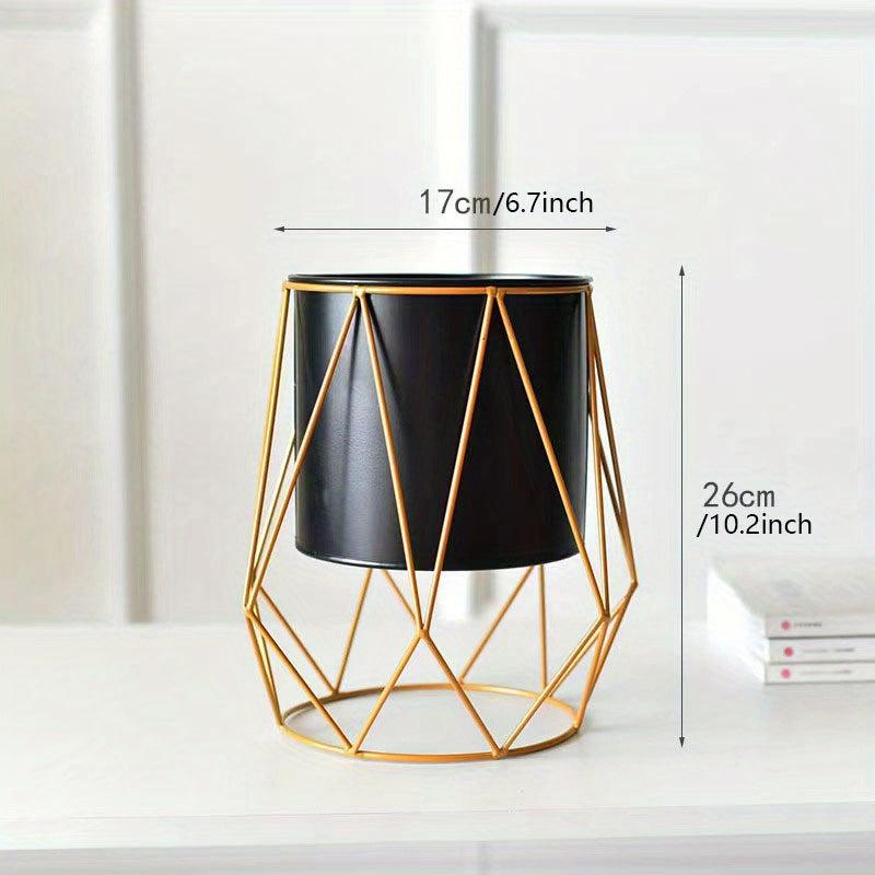 Nordic Iron Art Flowerpot Stand Geometric Metal Bucket Garden Stand