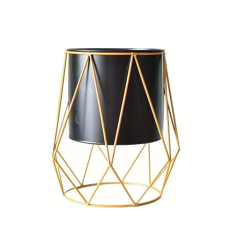 Nordic Iron Art Flowerpot Stand Geometric Metal Bucket Garden Stand