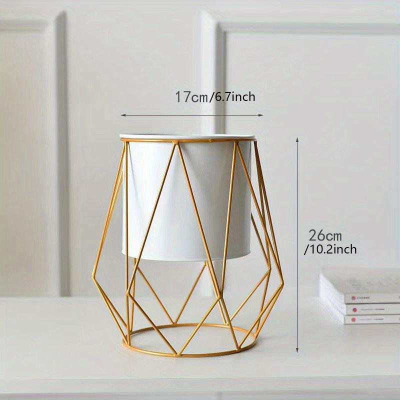 Nordic Iron Art Flowerpot Stand Geometric Metal Bucket Garden Stand