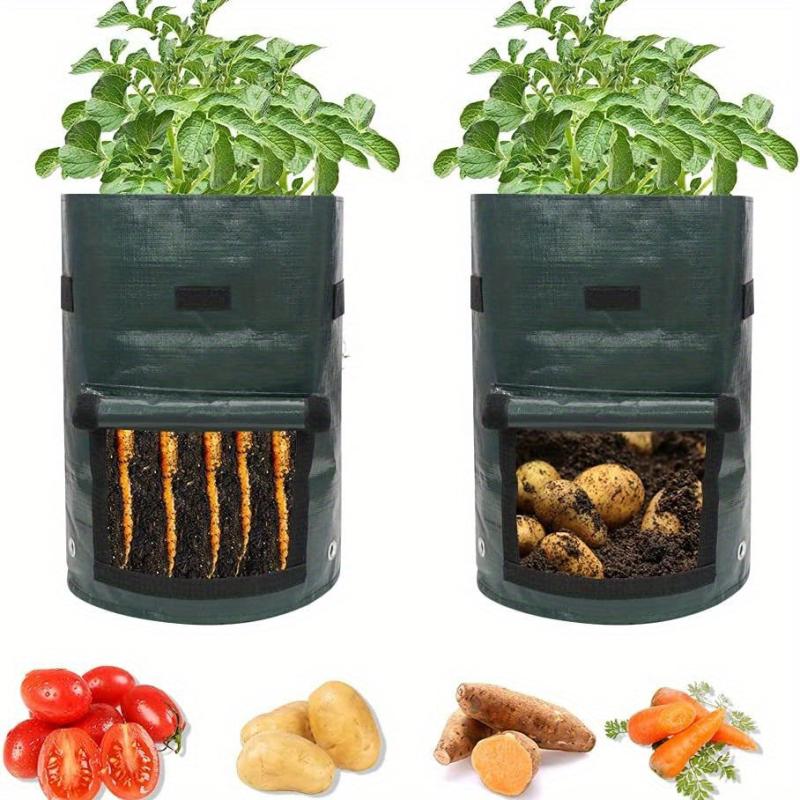 2pcs 10 Gallon Potato Grow Bags with Flap and Handles - Green