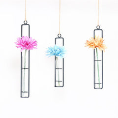 Creative Wall Hanging Flower Vase Iron Glass Hydroponics Planter Pot