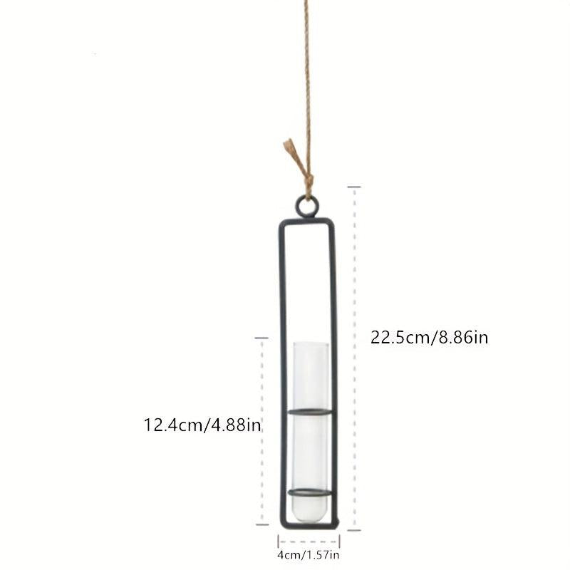 Creative Wall Hanging Flower Vase Iron Glass Hydroponics Planter Pot