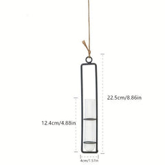 Creative Wall Hanging Flower Vase Iron Glass Hydroponics Planter Pot