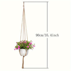 2pcs 35.4-Inch Brown Plant Hanger Modern Tassel Indoor Flower Pot Frame