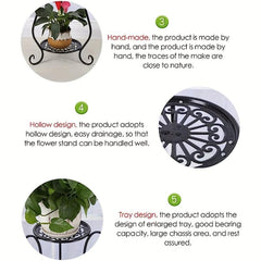 Metal Plant Stand Indoor Outdoor Flower Stand Patio Corner Balcony Garden Bonsai