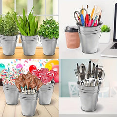 3pc Galvanized Metal Buckets - Wedding Decor, Party Centerpieces, Garden