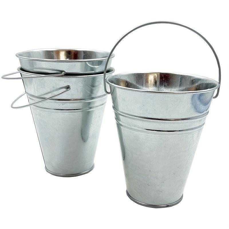 3pc Galvanized Metal Buckets - Wedding Decor, Party Centerpieces, Garden