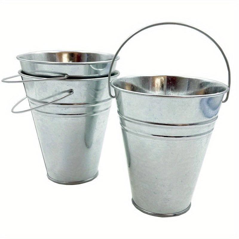 3pc Galvanized Metal Buckets - Wedding Decor, Party Centerpieces, Garden