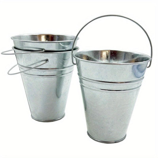 3pc Galvanized Metal Buckets - Wedding Decor, Party Centerpieces, Garden