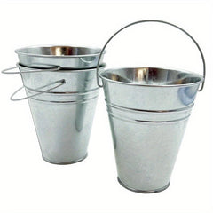 3pc Galvanized Metal Buckets - Wedding Decor, Party Centerpieces, Garden