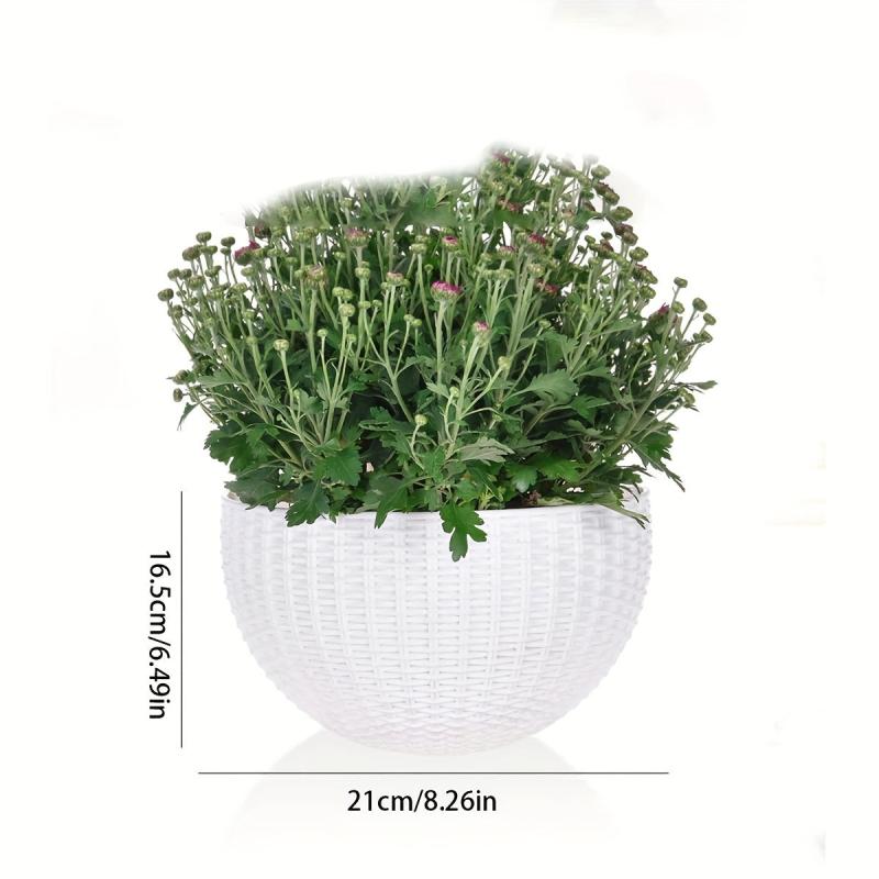 Rattan Hanging Flower Pots for Balcony, No Hole