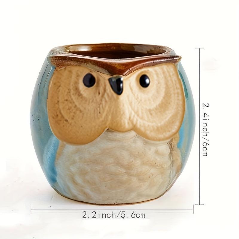 6pcs Owl Pot Ceramic Succulent Plant Cactus Flower Container Planter