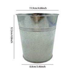 5pcs Galvanized Bucket Metal Flower Pot Round Planter Plant Basket