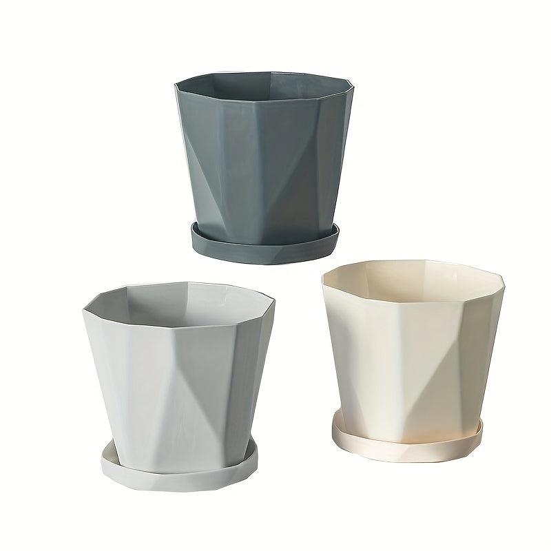 3pcs Geometric Succulent Planters Set Modern Flower Pots for Outdoor Decor