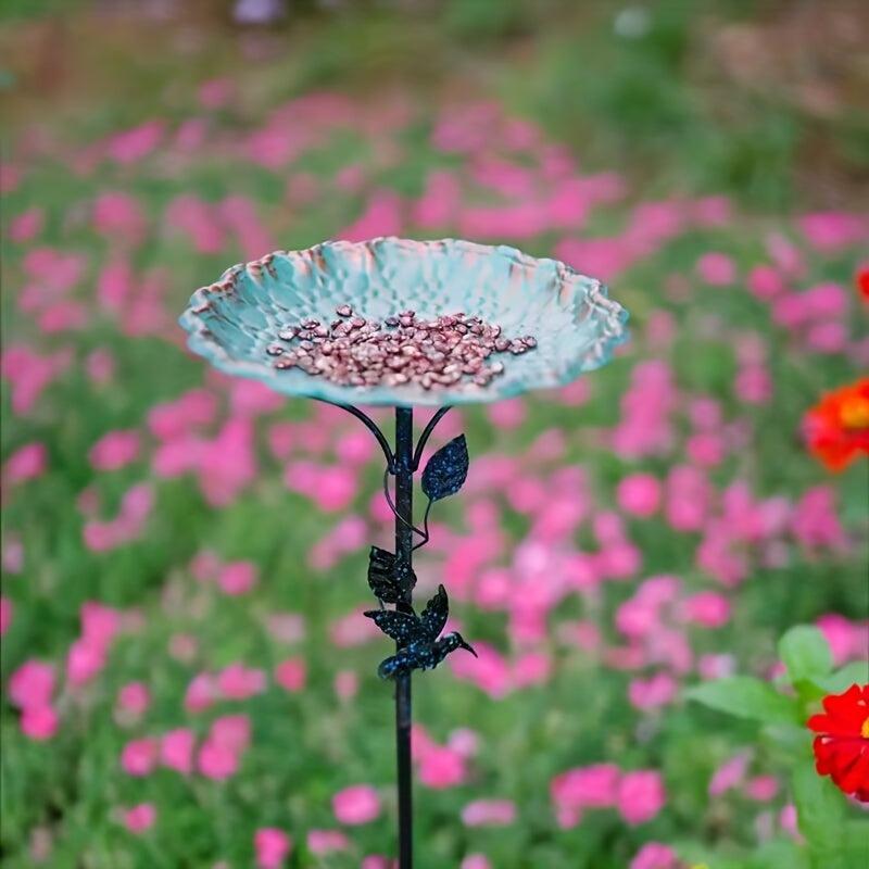 Outdoor Metal Lotus Leaf Bird Bathtub for Garden, Courtyard - Bird Water Feeder