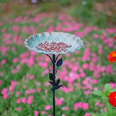 Outdoor Metal Lotus Leaf Bird Bathtub for Garden, Courtyard - Bird Water Feeder
