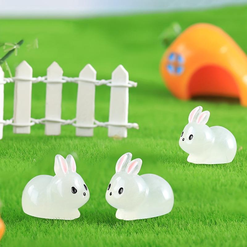 5pcs The Luminous Fat Rabbit Resin Craft Micro landscape Ornament