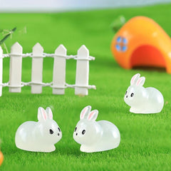 5pcs The Luminous Fat Rabbit Resin Craft Micro landscape Ornament