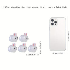 5pcs The Luminous Fat Rabbit Resin Craft Micro landscape Ornament
