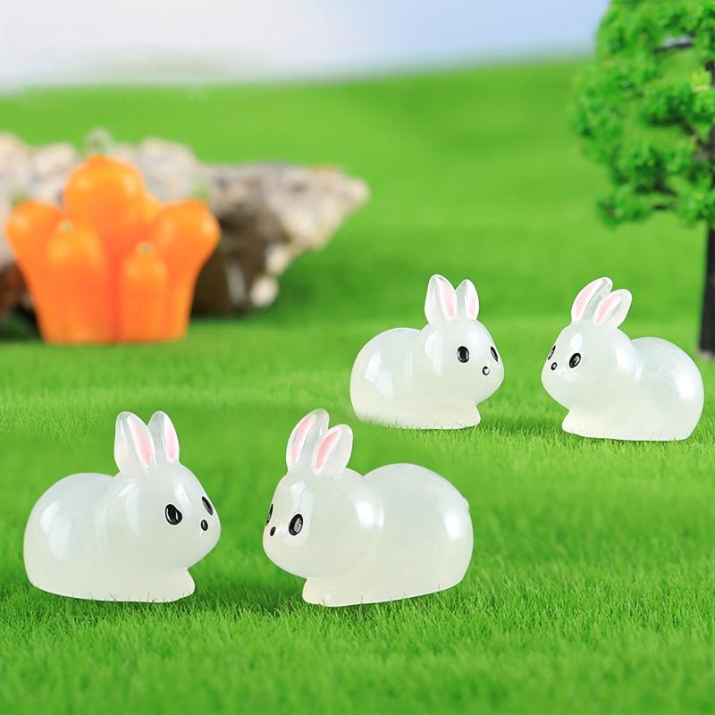 5pcs The Luminous Fat Rabbit Resin Craft Micro landscape Ornament