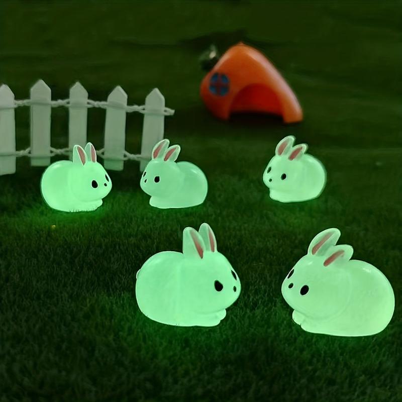 5pcs The Luminous Fat Rabbit Resin Craft Micro landscape Ornament