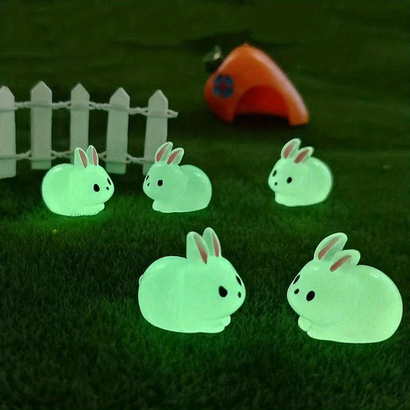 5pcs The Luminous Fat Rabbit Resin Craft Micro landscape Ornament