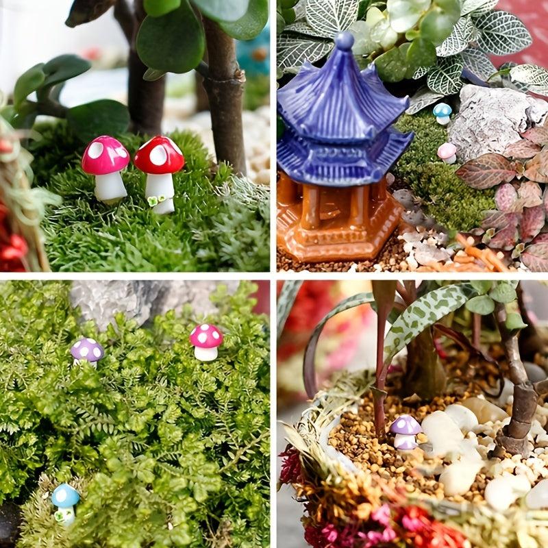 20pcs Mushroom Statue Micro Landscape Ornament for Succulent Eco Bottle DIY
