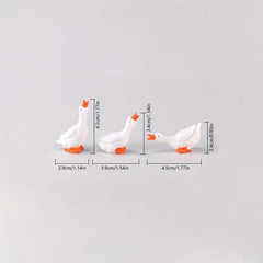 3pcs Resin Duck DIY Micro Landscape Ornaments Yard Decoration