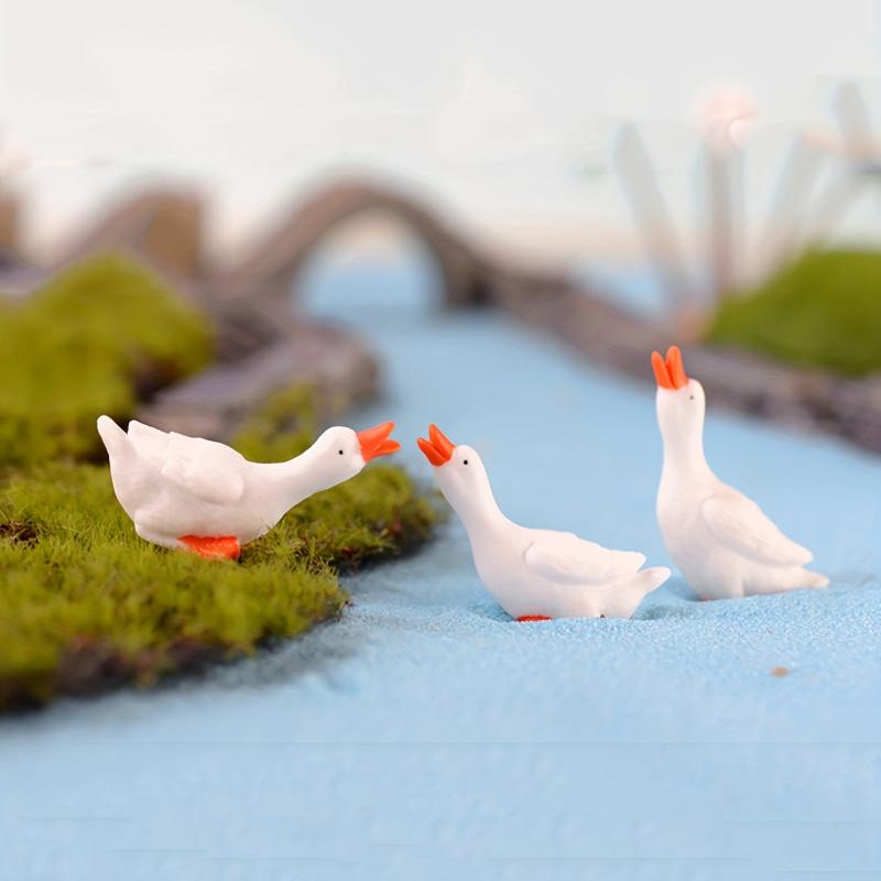 3pcs Resin Duck DIY Micro Landscape Ornaments Yard Decoration