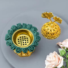 Rose Flower Resin Incense Burner - Middle Eastern Charm for Your Home
