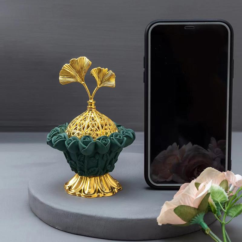 Rose Flower Resin Incense Burner - Middle Eastern Charm for Your Home