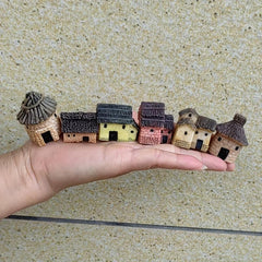 6pcs Mini House Resin Statues for DIY Fairy Garden Bonsai Succulent Planting