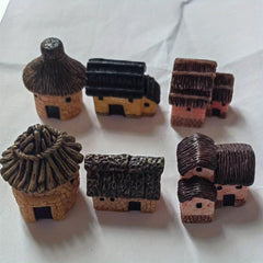 6pcs Mini House Resin Statues for DIY Fairy Garden Bonsai Succulent Planting
