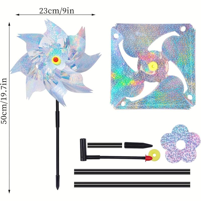 Bird Repeller Pinwheels Deterrent Windmill Spinner Reflective Garden Stake