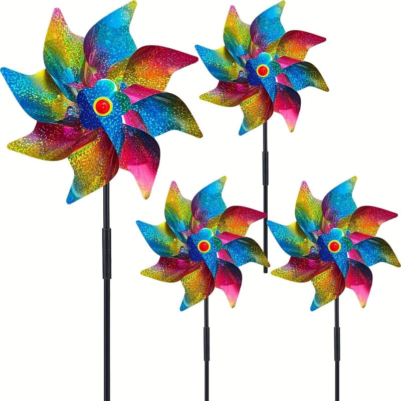 Bird Repeller Pinwheels Deterrent Windmill Spinner Reflective Garden Stake