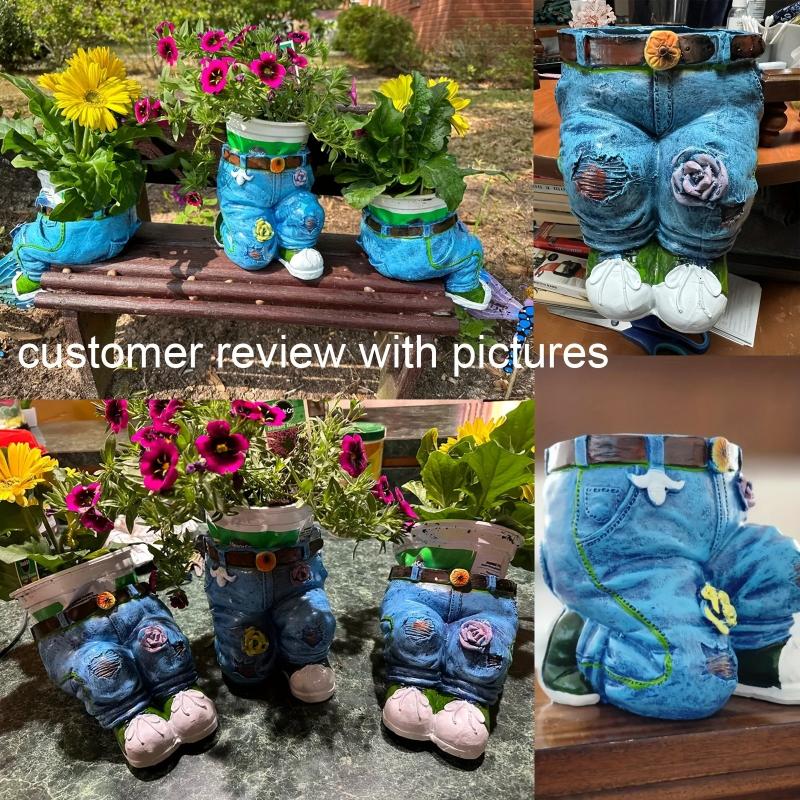 Retro Denim Flower Pots for Garden Fun