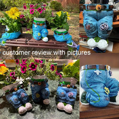 Retro Denim Flower Pots for Garden Fun