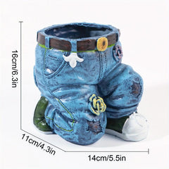 Retro Denim Flower Pots for Garden Fun