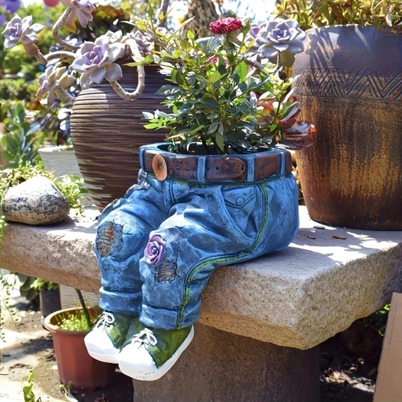 Retro Denim Flower Pots for Garden Fun