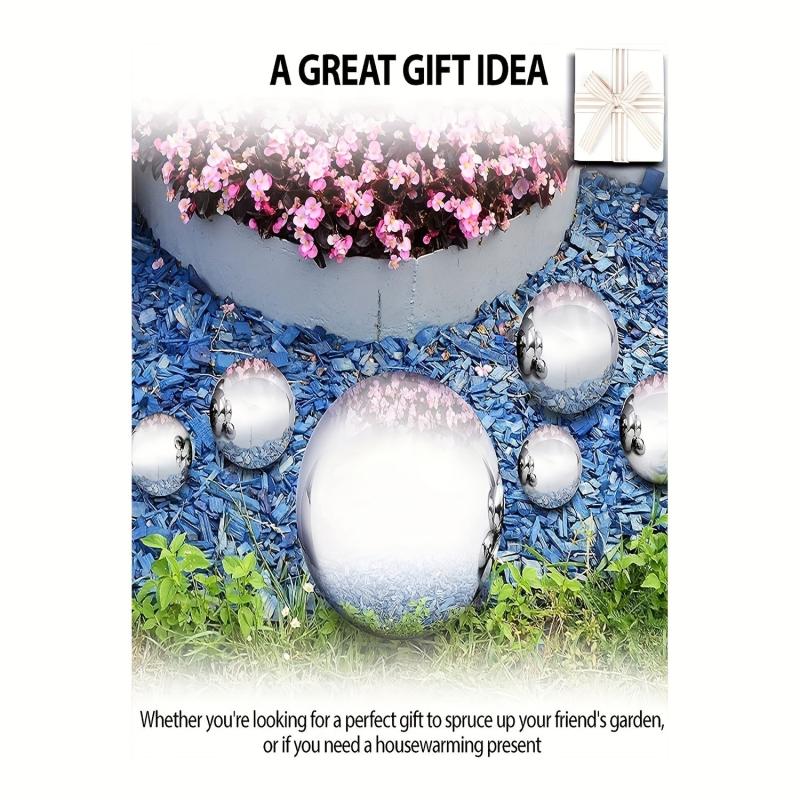 6pcs Stainless Steel Gazing Ball for Garden Home Outdoor Decor