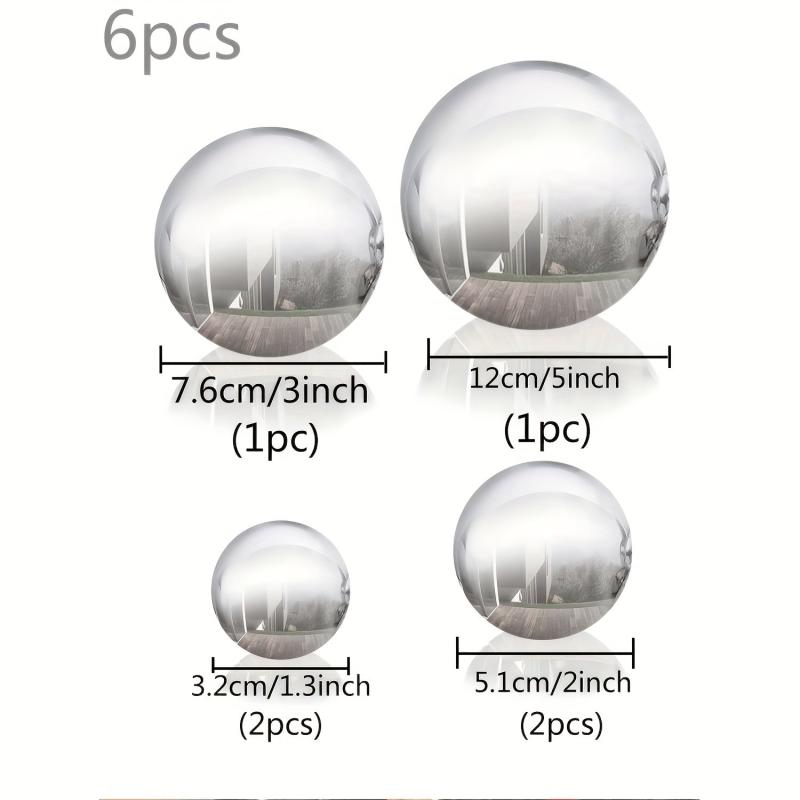 6pcs Stainless Steel Gazing Ball for Garden Home Outdoor Decor