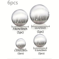 6pcs Stainless Steel Gazing Ball for Garden Home Outdoor Decor