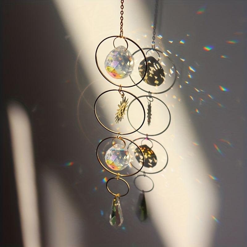 Crystal Sun Catcher Wind Chime Metal Pendant Home Decoration Car Hanging