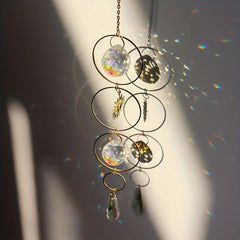 Crystal Sun Catcher Wind Chime Metal Pendant Home Decoration Car Hanging