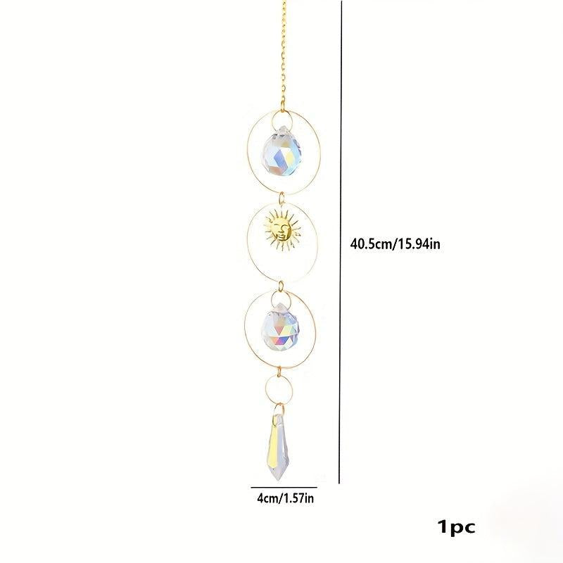 Crystal Sun Catcher Wind Chime Metal Pendant Home Decoration Car Hanging
